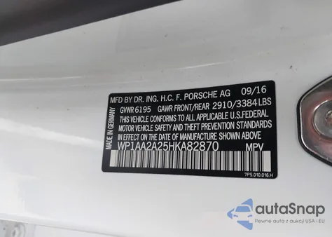 2017 Porsche Cayenne Platinum Edition from USA, damaged, VIN WP1AA2A25HKA82870